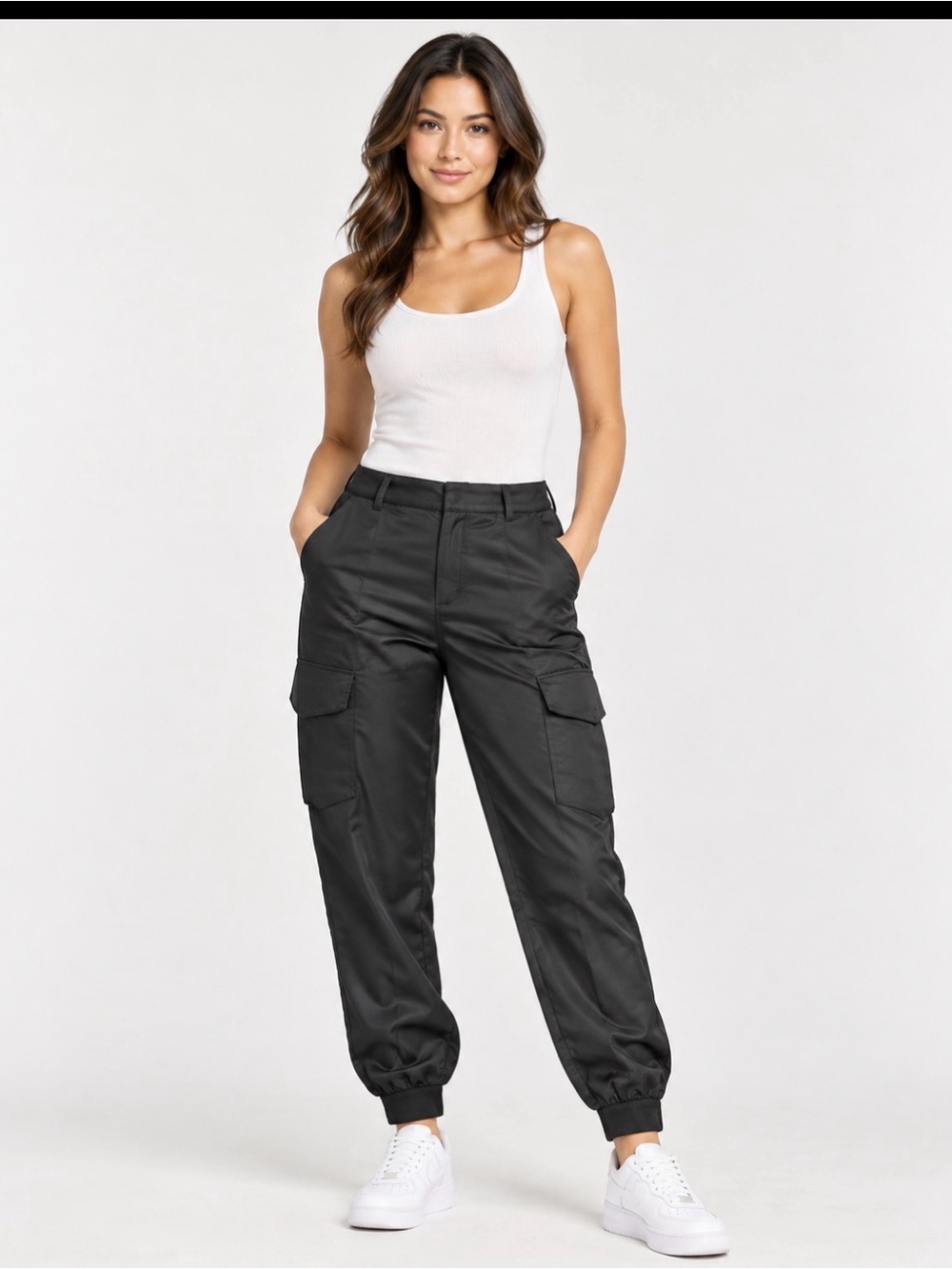 Haute Monde Black Cargo Track Joggers size 6